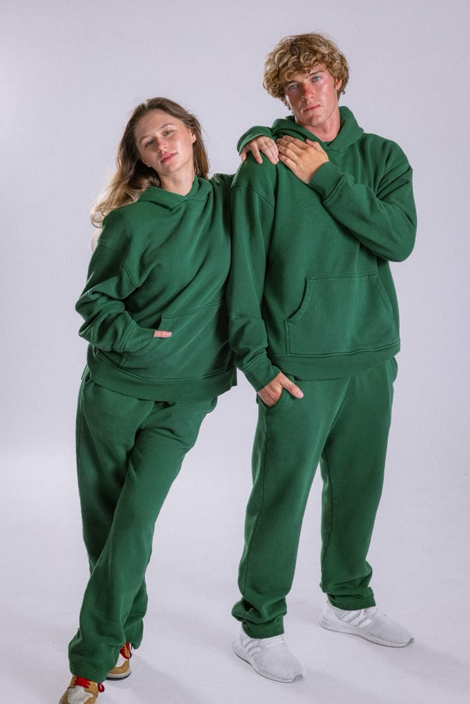 Green and white sweatsuit best sale